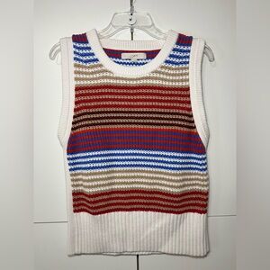 LOFT Colorful Striped Sleeveless Knit Vest Top Size Large